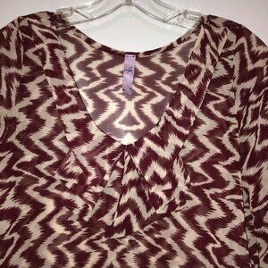 Alya Women's White Red Zigzag Long Sleeve Blouse